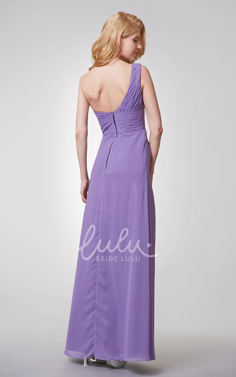 Ruched One Shoulder A-line Chiffon Bridesmaid Dress