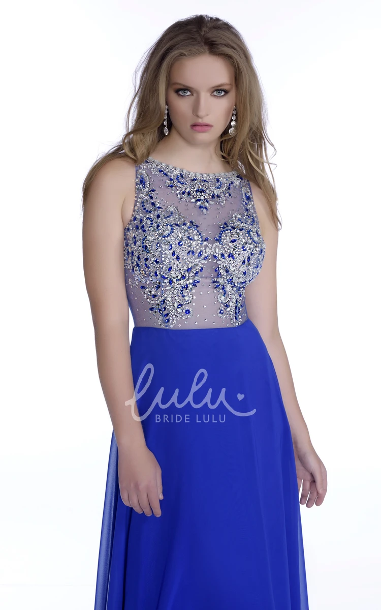 Shining Rhinestone A-Line Chiffon Formal Dress