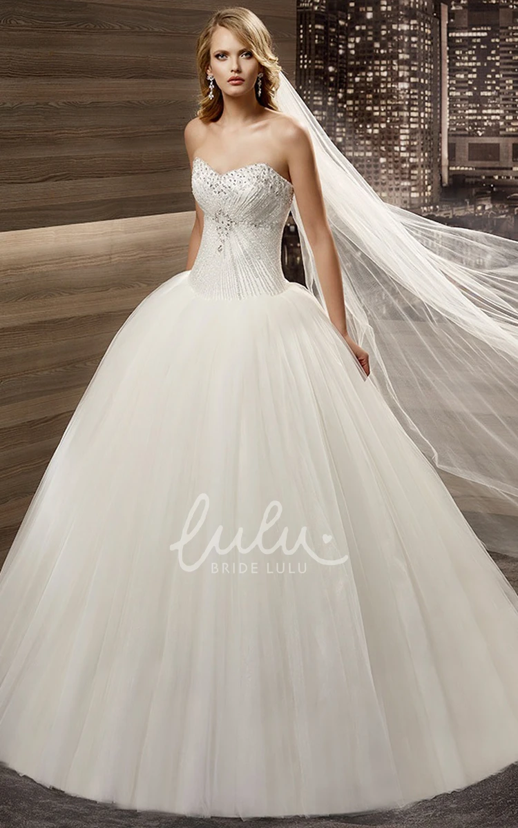 Beaded Sweetheart A-line Wedding Dress with Pleated Skirt