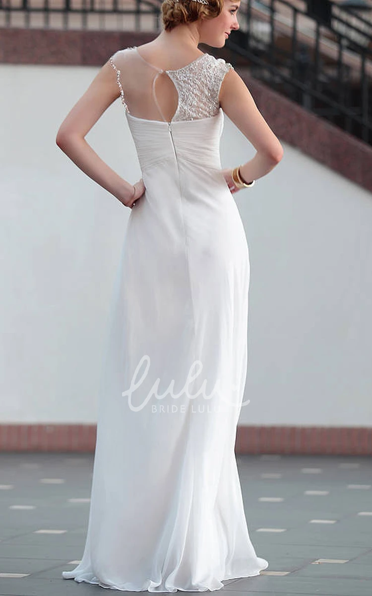 Beaded Keyhole Back Sheath Chiffon Wedding Dress Modern Style