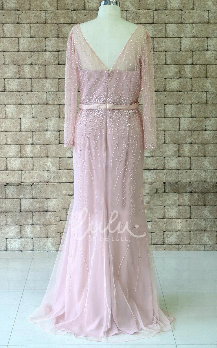 Chiffon&Tulle V-neck Bridesmaid Dress with Beading