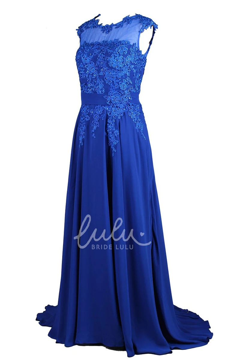 Beaded A-line Bridesmaid Dress with Lace Appliques Cap-sleeved and Classy