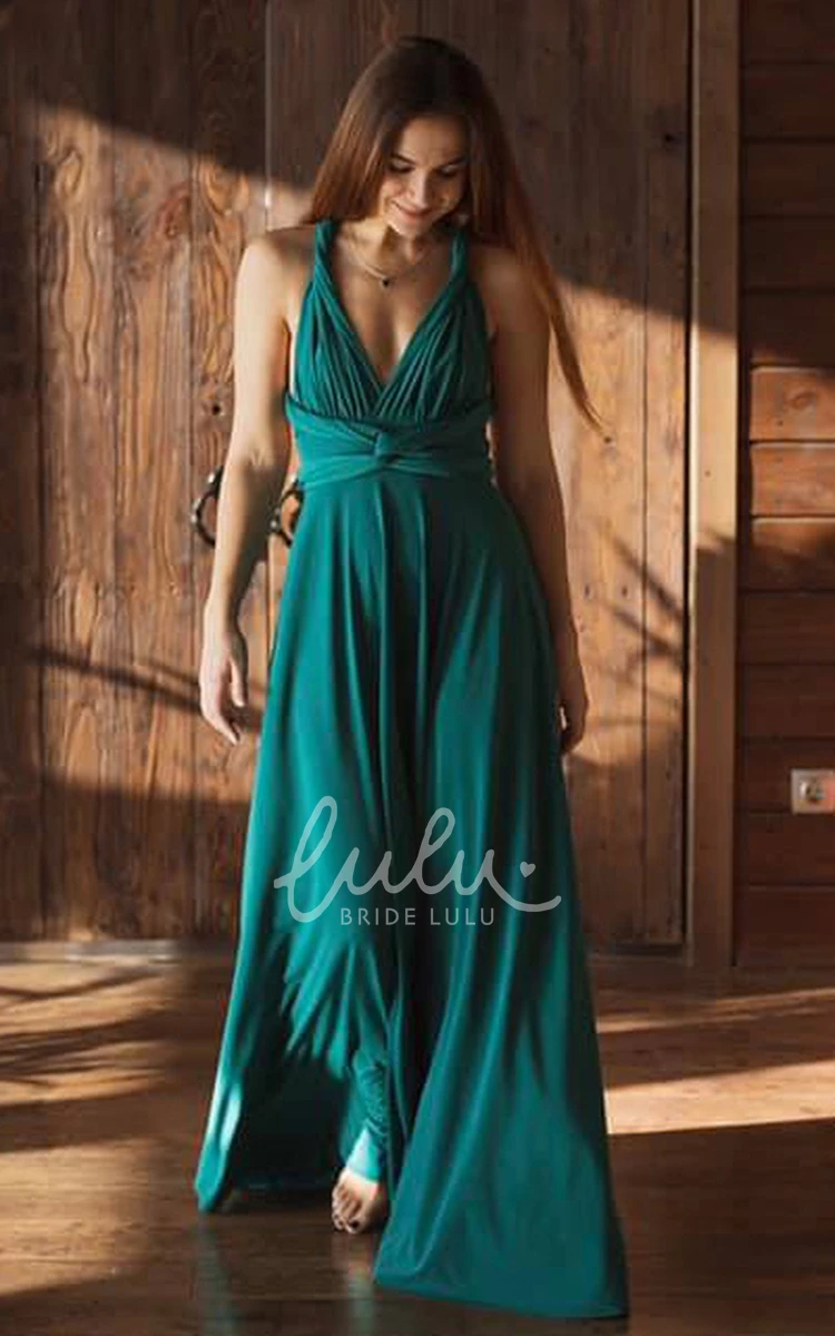 A Line V-neck Jersey Bridesmaid Dress Ethereal & Elegant