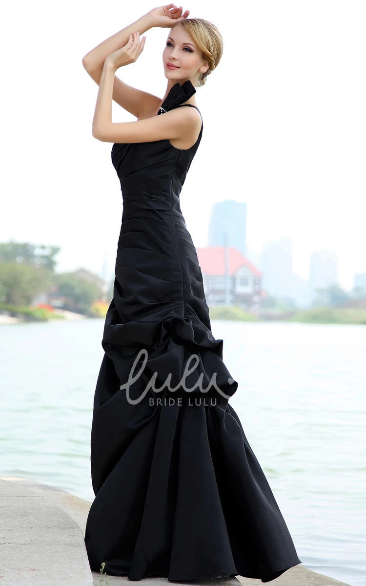 One-Shoulder Satin Dress with Ruffles Elegant Formal Dress