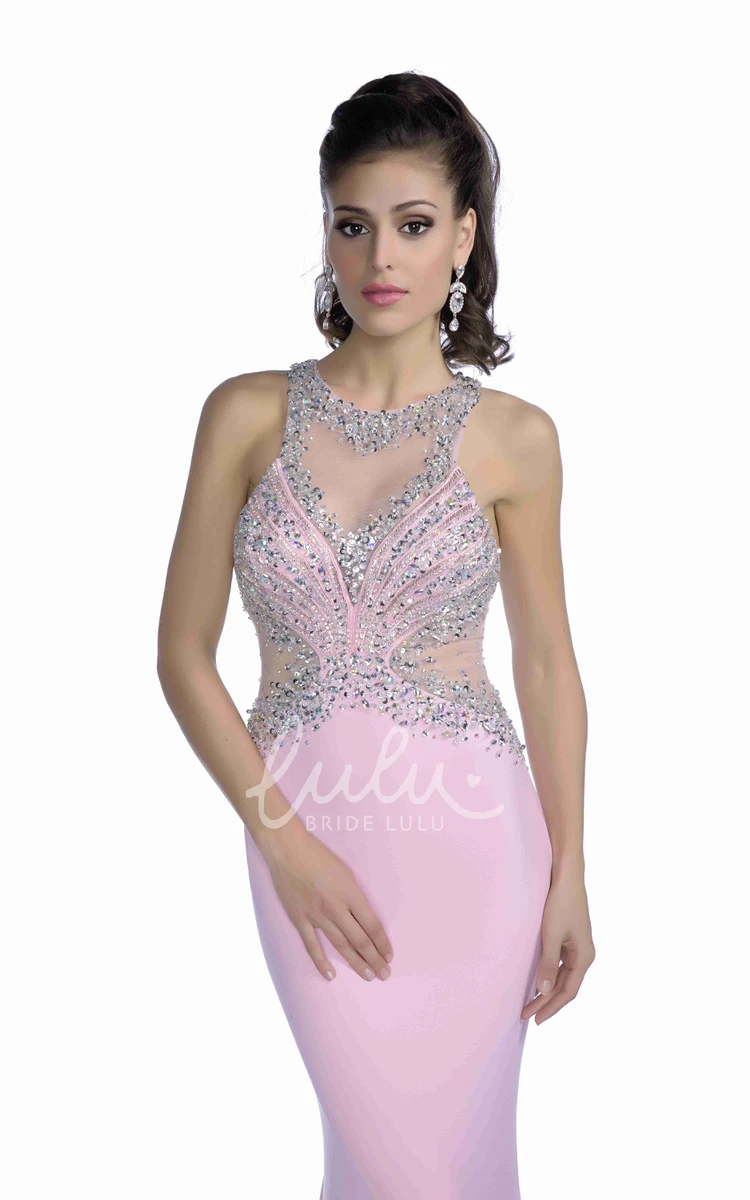 Mermaid Sleeveless Jersey Prom Dress with Shining Jeweled Bodice and Elegant Design