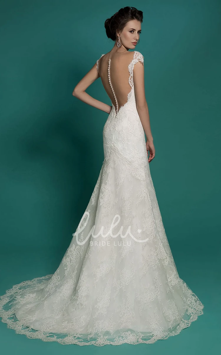 Sleeveless Lace Mermaid Wedding Dress with Illusion Detail