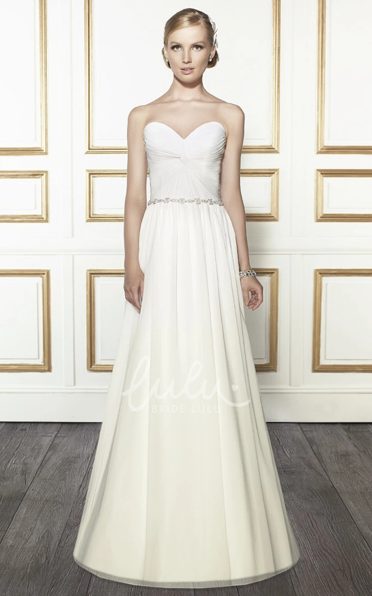 Jeweled Tulle & Satin A-Line Wedding Dress with Sweetheart Neckline Sweep Train