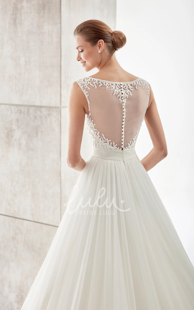 Cap-Sleeve Lace Bodice A-line Wedding Dress