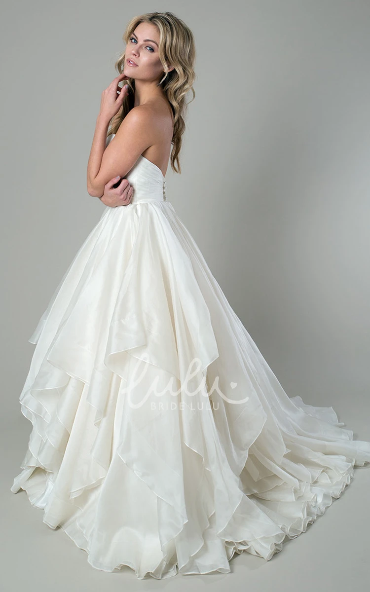 Draped Organza Wedding Dress A-Line Sweetheart Floor-Length Dress Modern