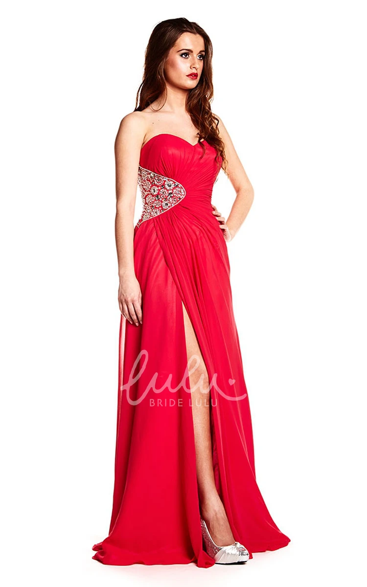 Sweetheart A-Line Chiffon Prom Dress Sleeveless Long Split-Front