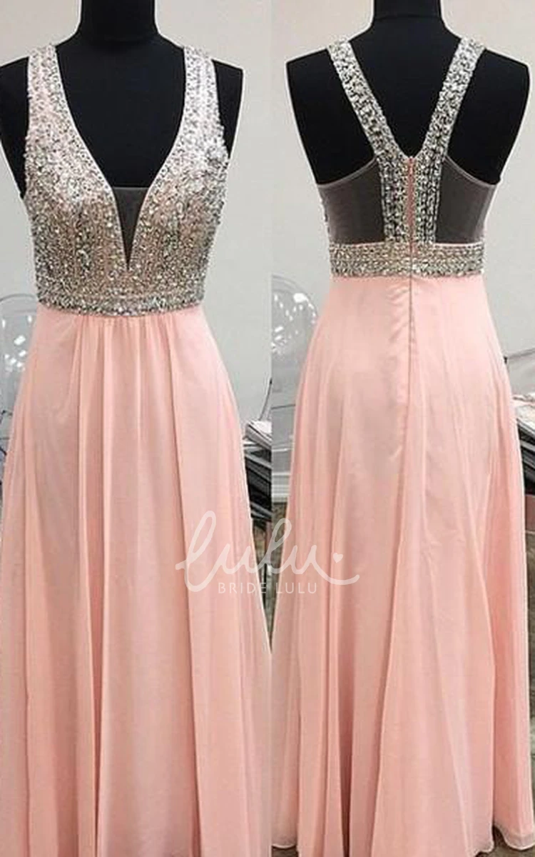 Lovely Pink Halter Chiffon Prom Dress with Beading for Women's Formal Occasions