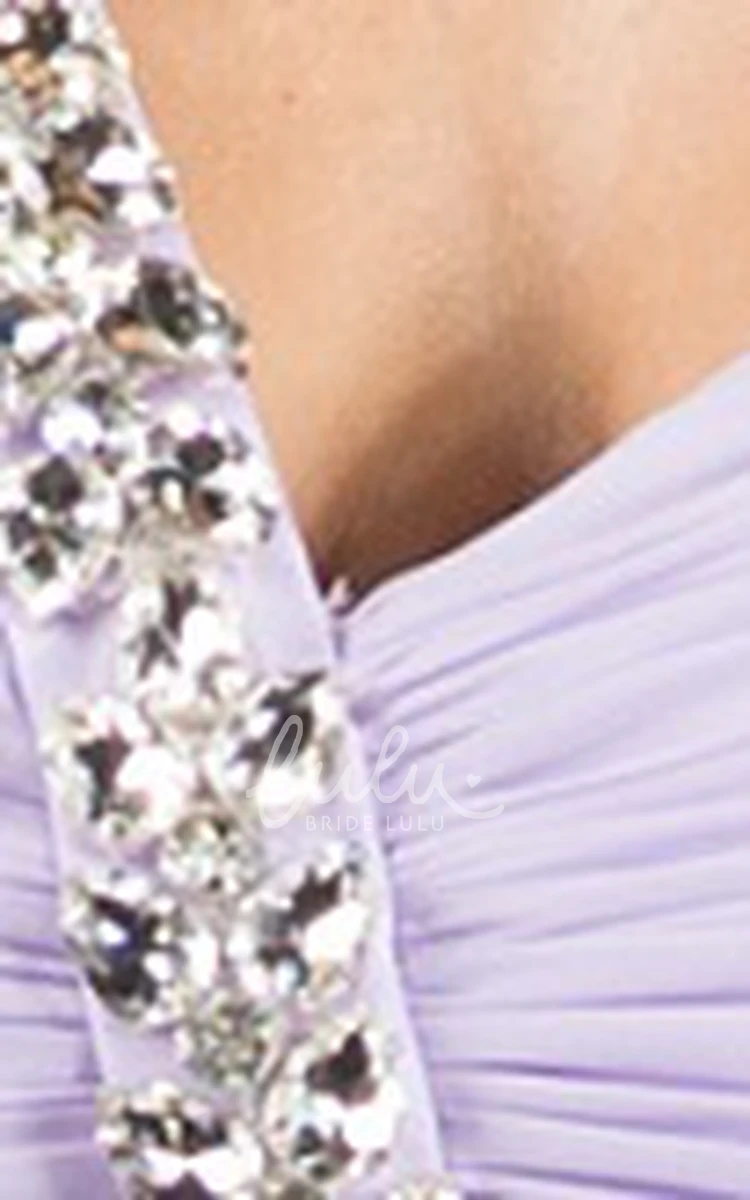 Crystal-Sash Single Strap A-Line Bridesmaid Dress Chiffon Long Modern
