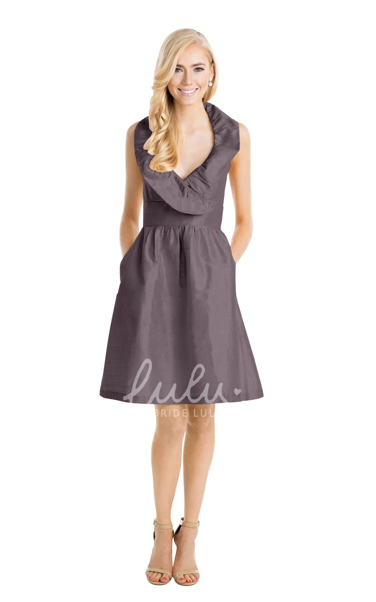 Cowl Neck Taffeta Multi-Color Bridesmaid Dress Sleeveless A-Line Style