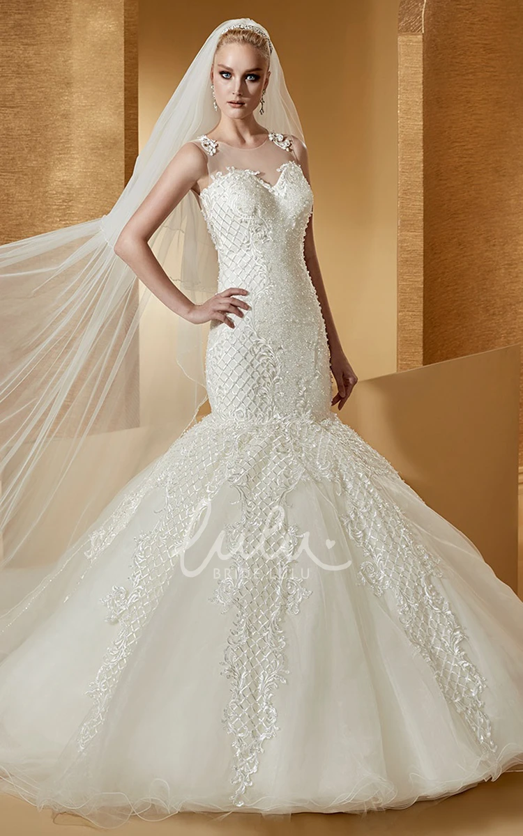 Mermaid Wedding Dress with Cap Sleeves and Special Appliques