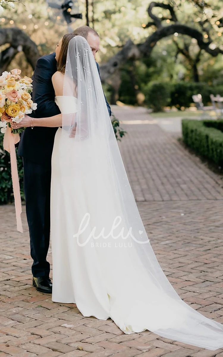 Simple Off-the-Shoulder Satin Wedding Dress with Court Train