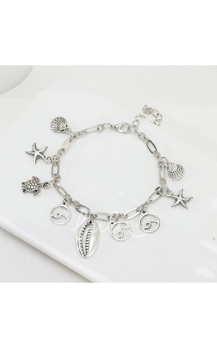 Beach Wedding Cute Anklet with Shell Starfish and Sea Turtle