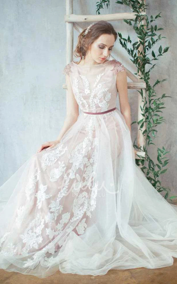 Tulle Beaded Lace Wedding Dress with Straps Bridesmaid Gown