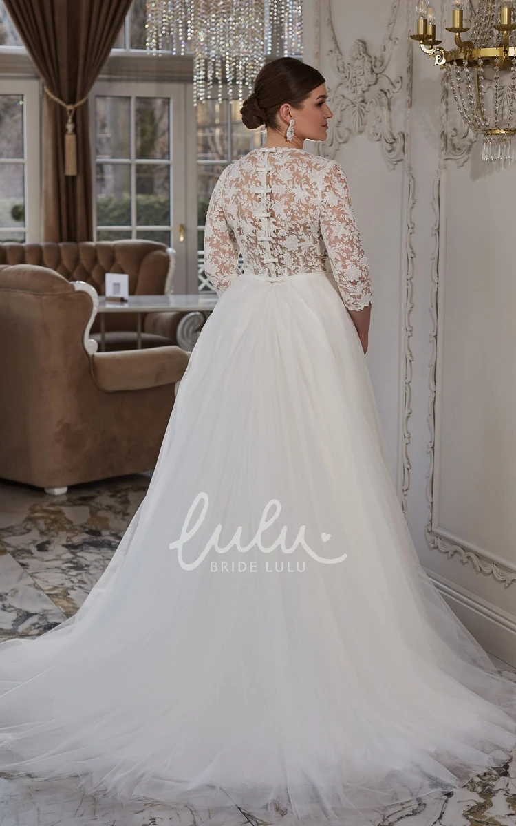 A-Line Lace Wedding Dress with Jewel Neckline and Zipper Back Classic and Chic