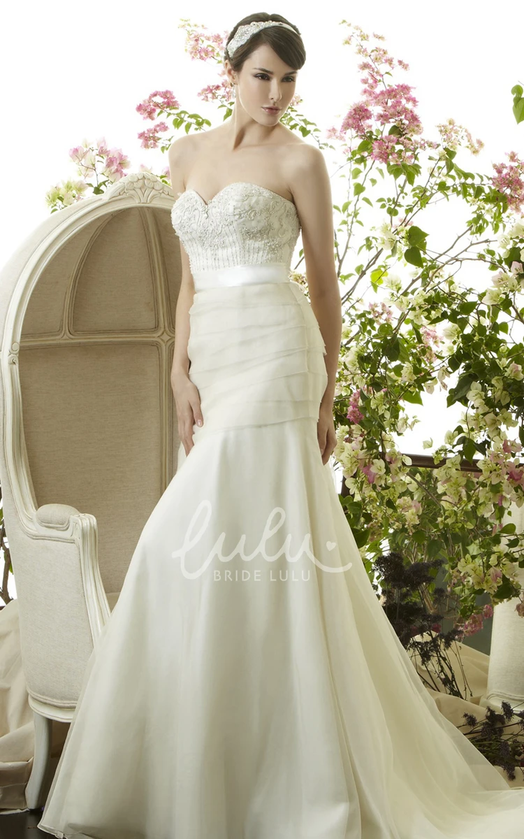 Sleeveless Sweetheart Beaded Tulle Wedding Dress A-Line