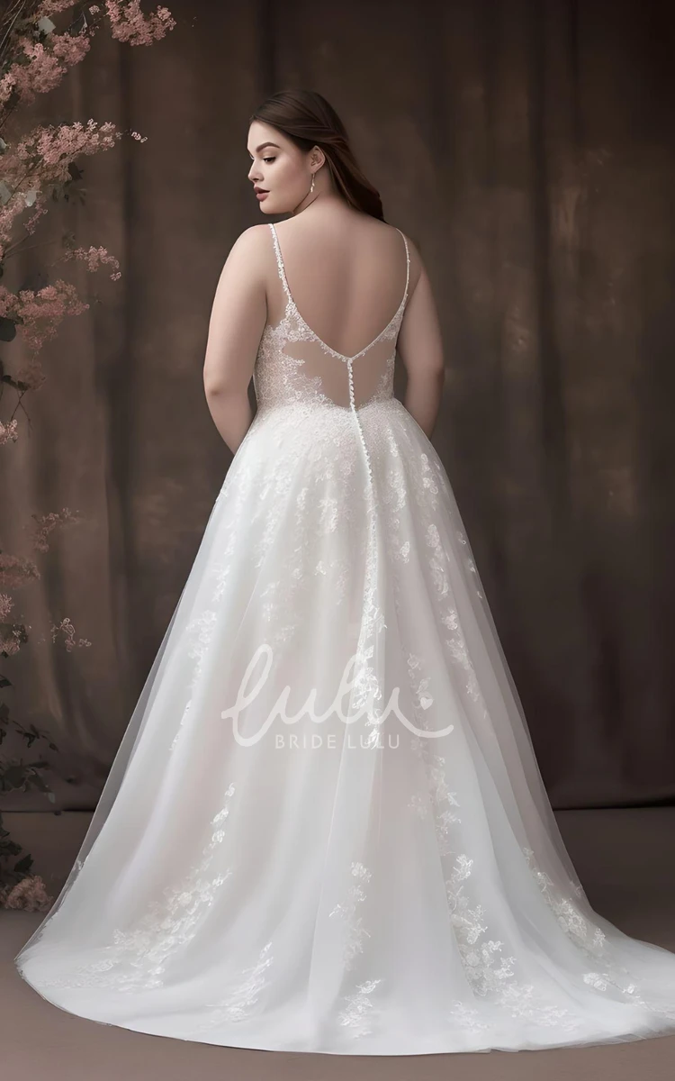 Plus Size A-Line Tulle Wedding Dress Elegant Country Garden Boho