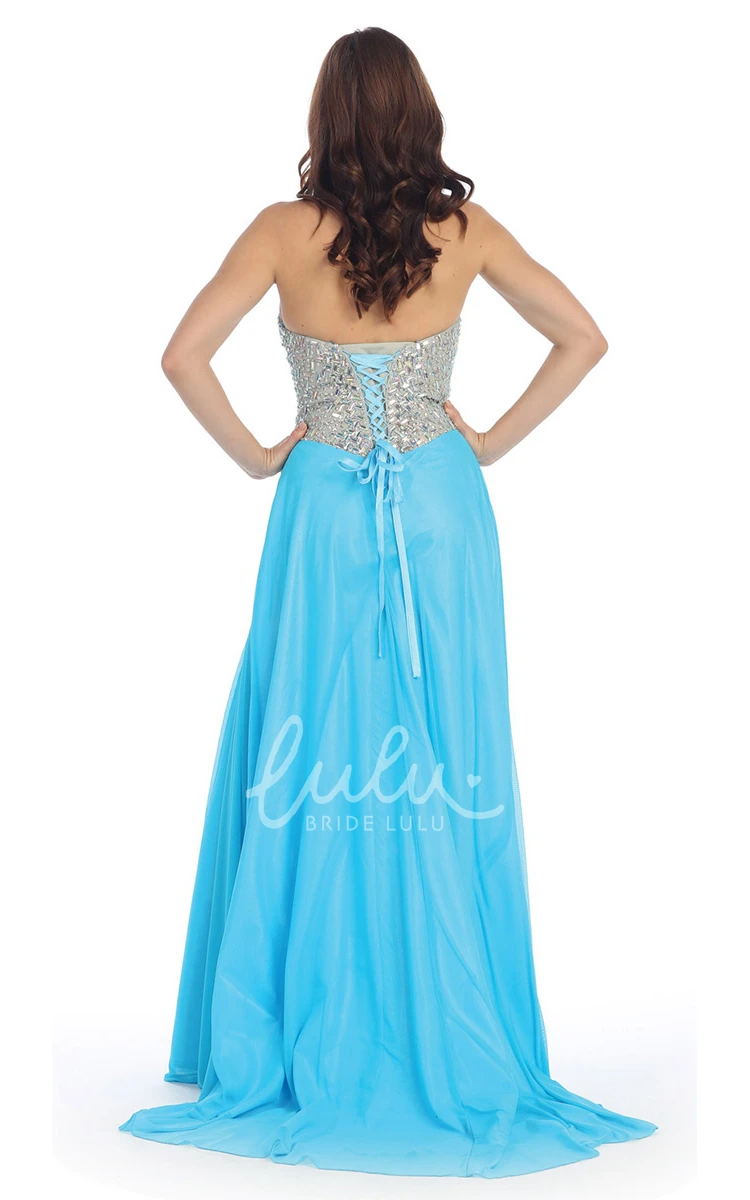 Elegant Chiffon Formal Dress with Corset Back and Split Front