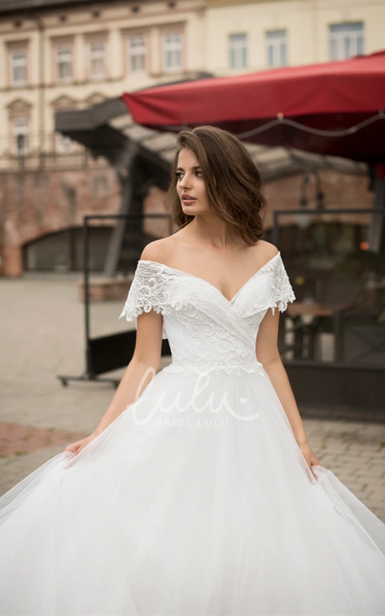 Romantic Tulle Off-the-Shoulder Wedding Dress Ball Gown 2024 Women Elegant