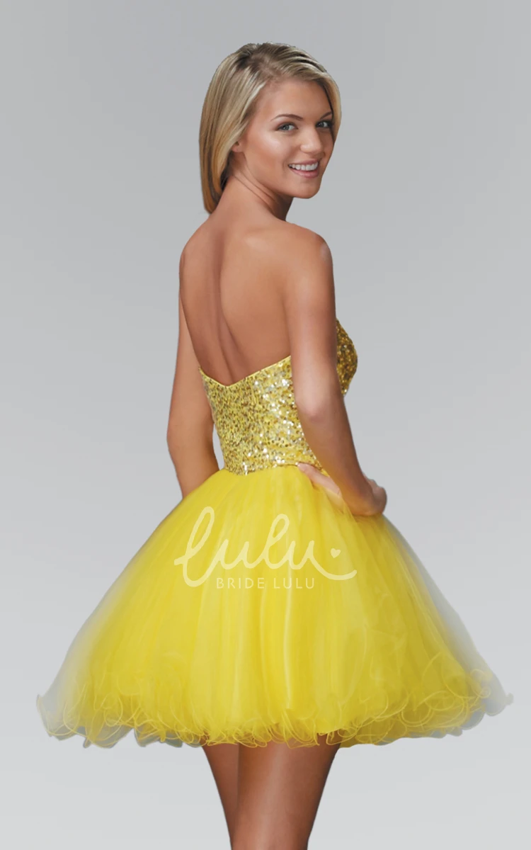 Sweetheart Sequin Ruffle A-Line Prom Dress with Backless Design