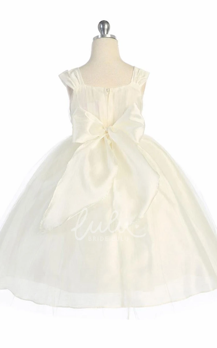 Tiered Tulle Flower Girl Dress with Straps Tea-Length