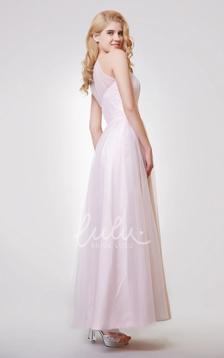 Pleated Tulle Prom Dress with A-line Silhouette