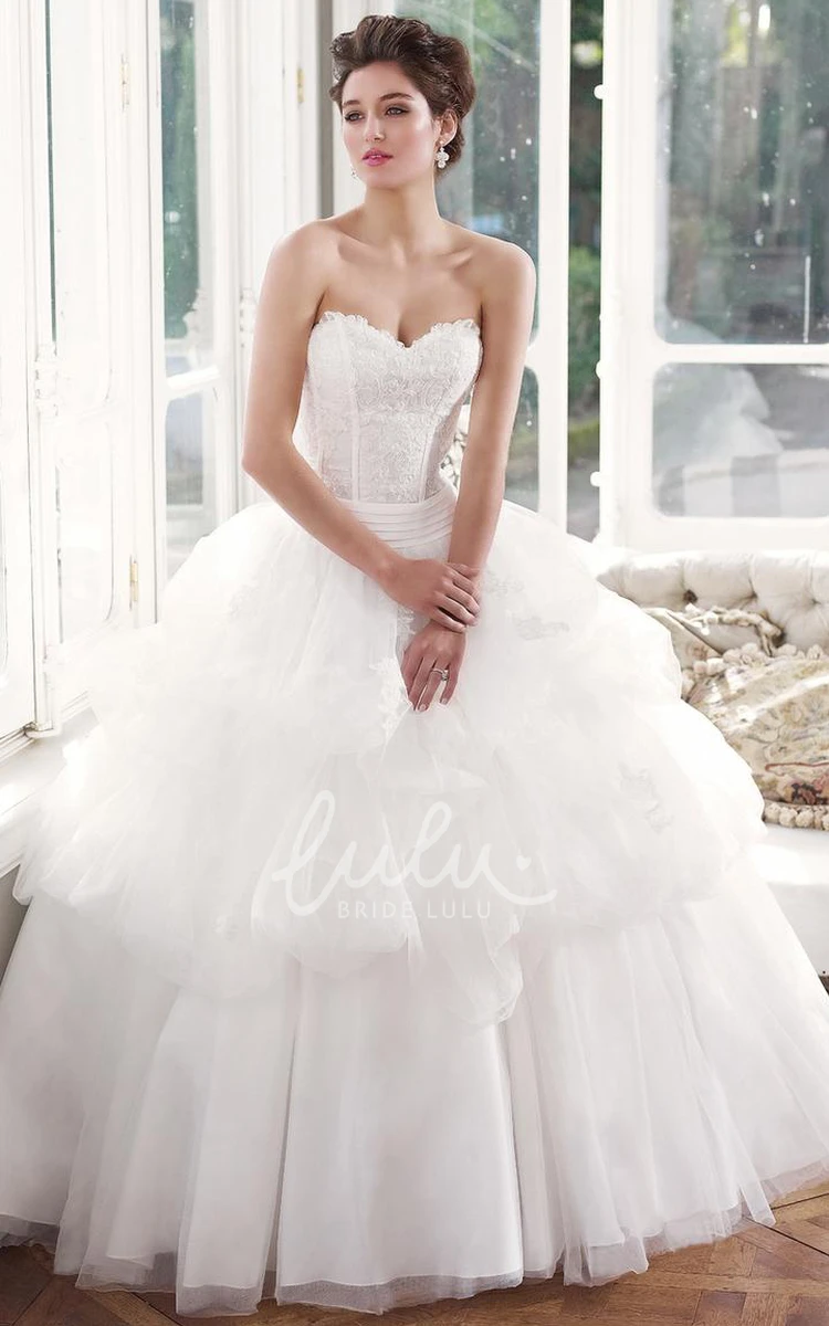 Sweetheart Tulle Wedding Dress with Pick-Up Skirt Stunning Ball Gown