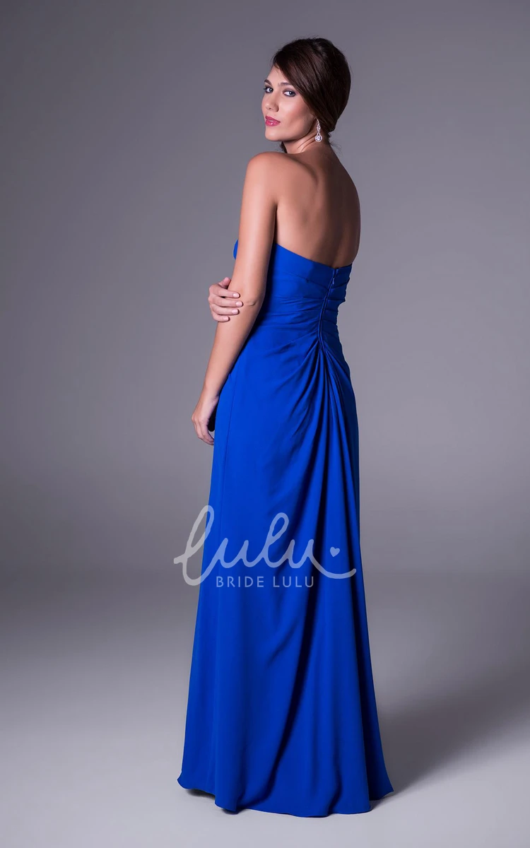 Draped Strapless Chiffon Bridesmaid Dress Simple Sheath Dress