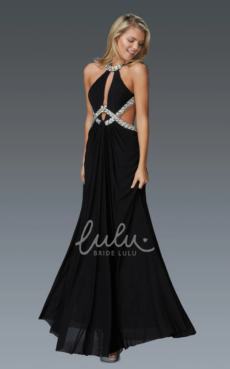 Chiffon A-Line Dress with Beading Pleats and Straps for Bridesmaids