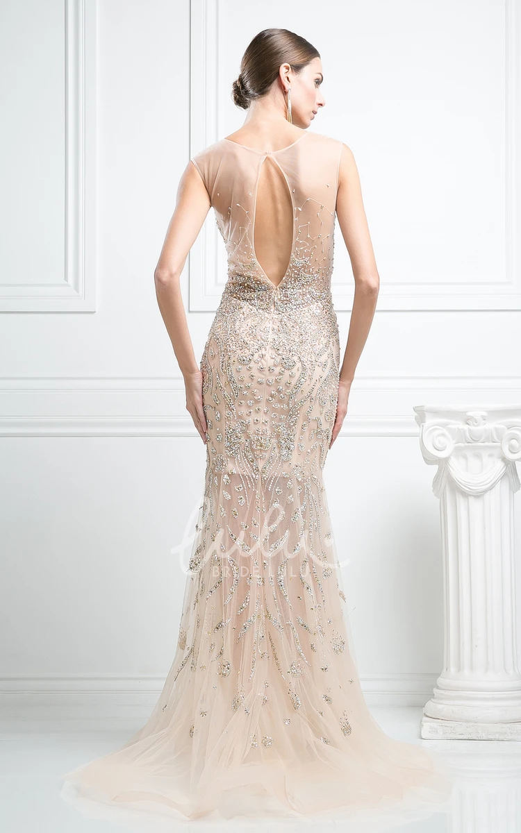 Mermaid Tulle Sleeveless Dress with Crystal Detailing Formal Dress