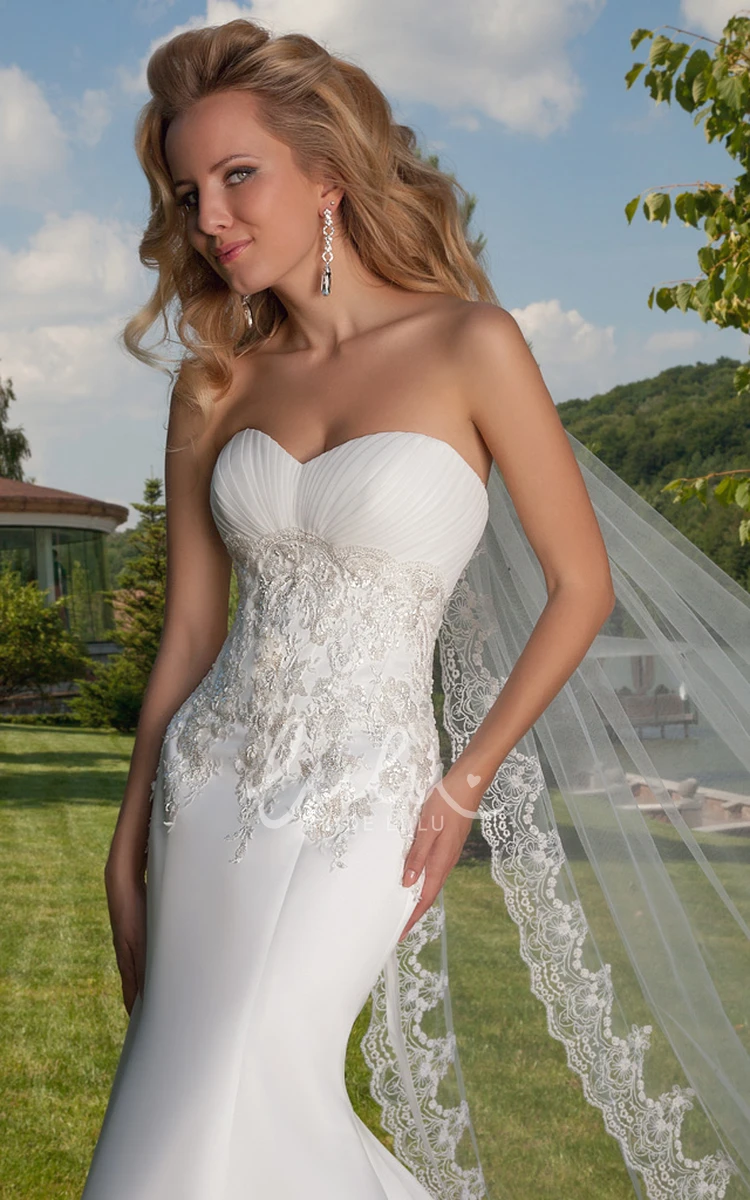 Sweetheart Mermaid Satin Wedding Dress with Ruching and Lace-Up Modern Bridal Gown