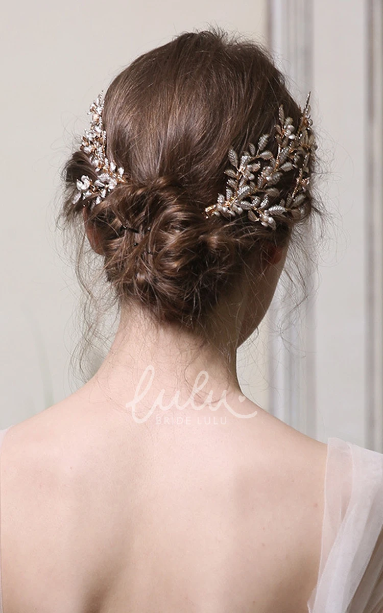 Leaf Style Elegant Bridal Hair Combs with Beads