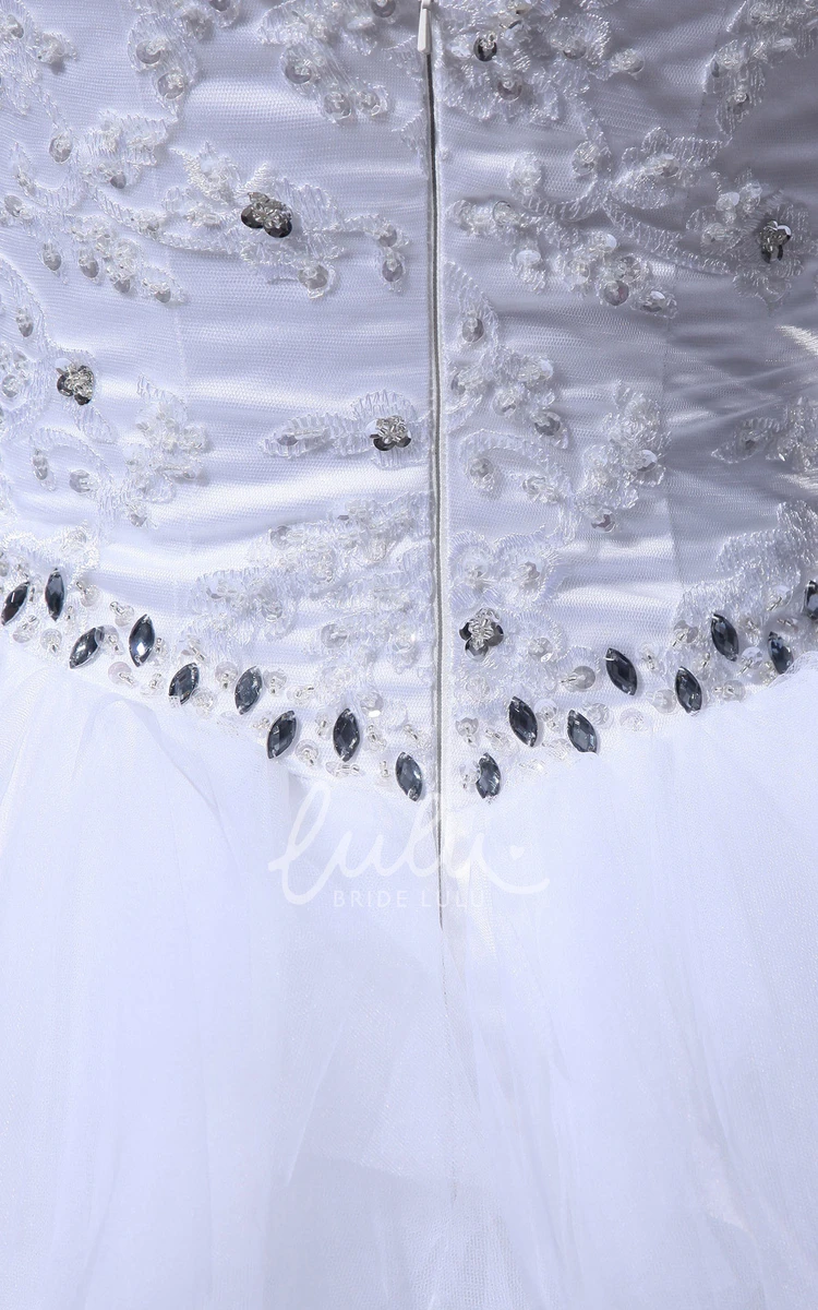 Tulle Crystal Ruffles Midi Wedding Dress