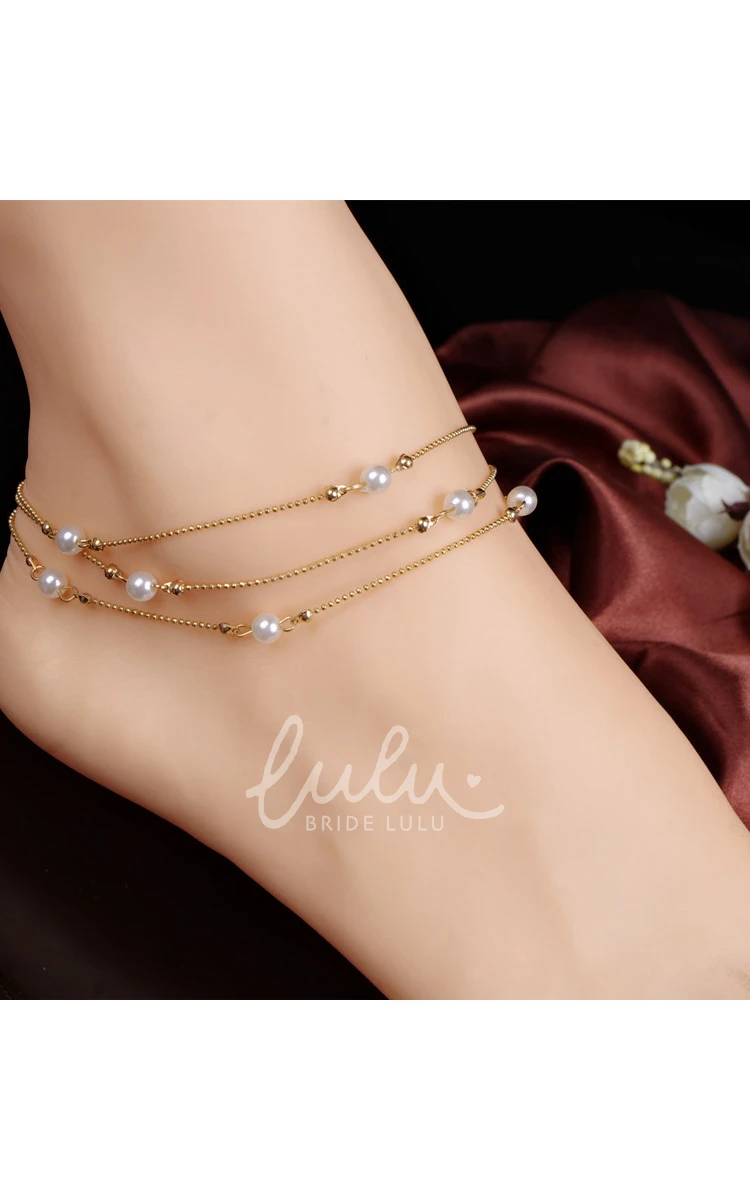 Multi-layered Women's Pearl Bracelet with Copper Beads Elegant and Classy
