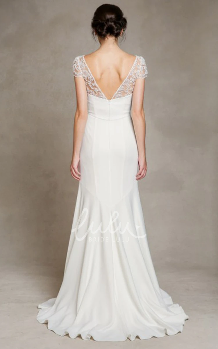 Cap-Sleeve Satin Floor-Length Wedding Dress Timeless Bridal Gown