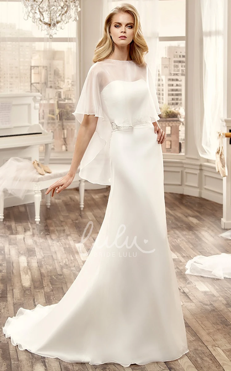 Sheath Lace Strapless Wedding Dress with Appliqued Sash Classy Bridal Gown