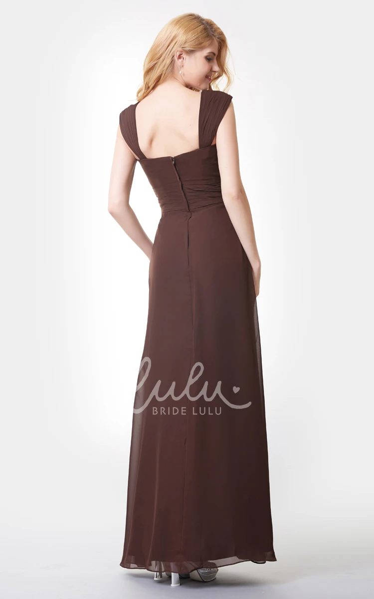 Crystal Detailed A-line Chiffon Bridesmaid Dress with Straps Long & Flowy