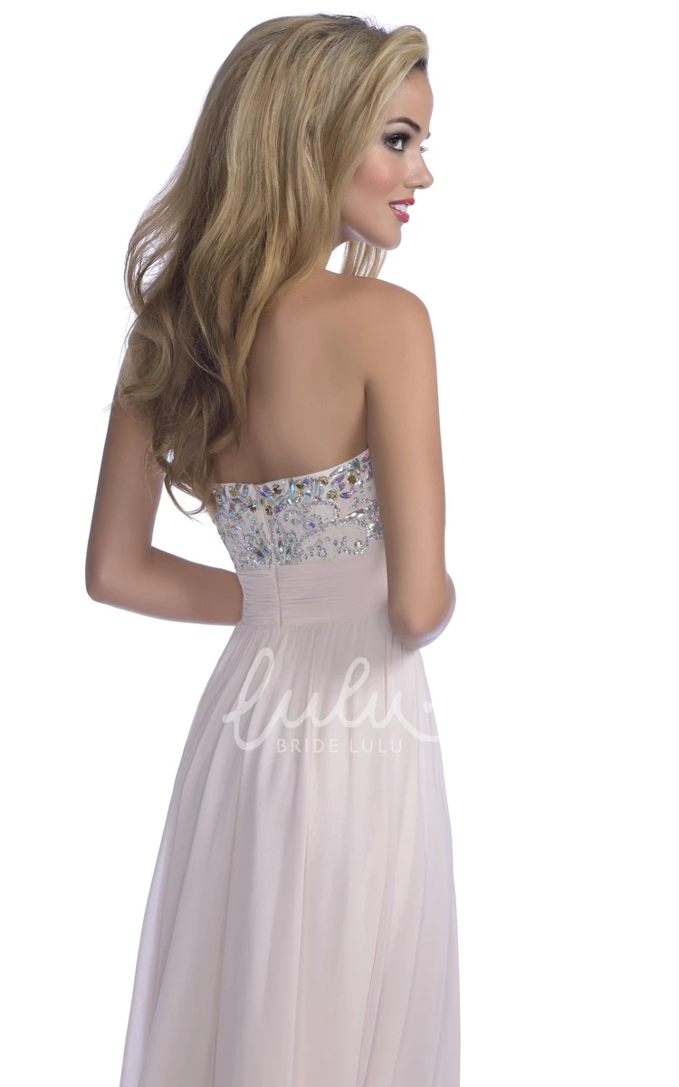 Crystal A-Line Sweetheart Prom Dress Classy Chiffon Formal Dress