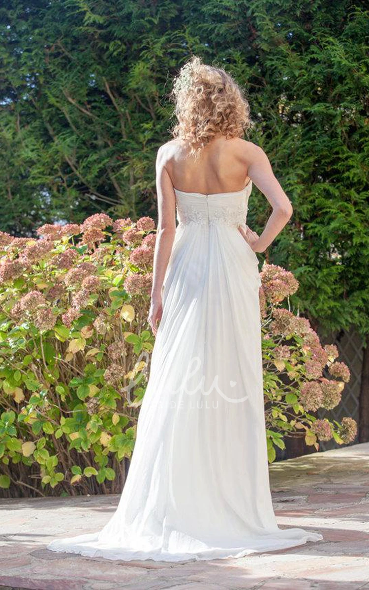 Backless Chiffon Wedding Dress with Sweetheart Neckline and Flowy Skirt