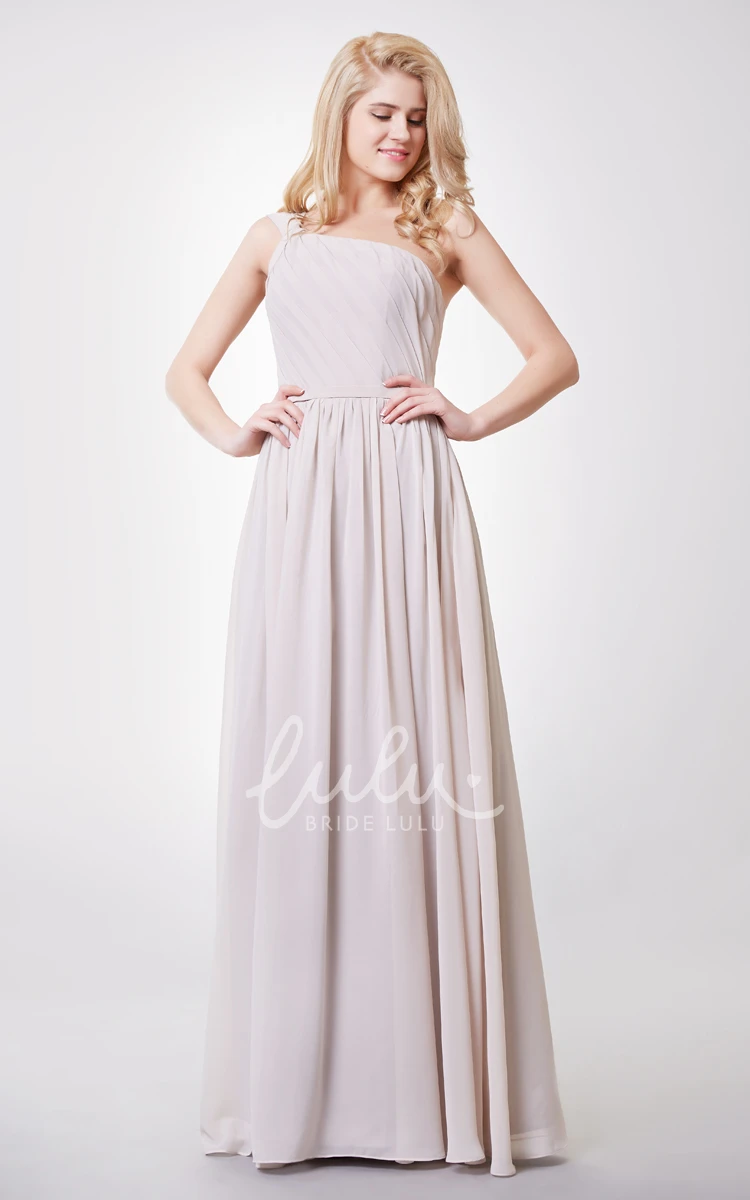 One Shoulder Pleated A-line Chiffon Bridesmaid Dress Elegant & Modern