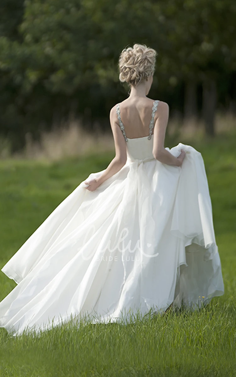 Beaded Chiffon Wedding Dress with Brooch Maxi Length and Straps