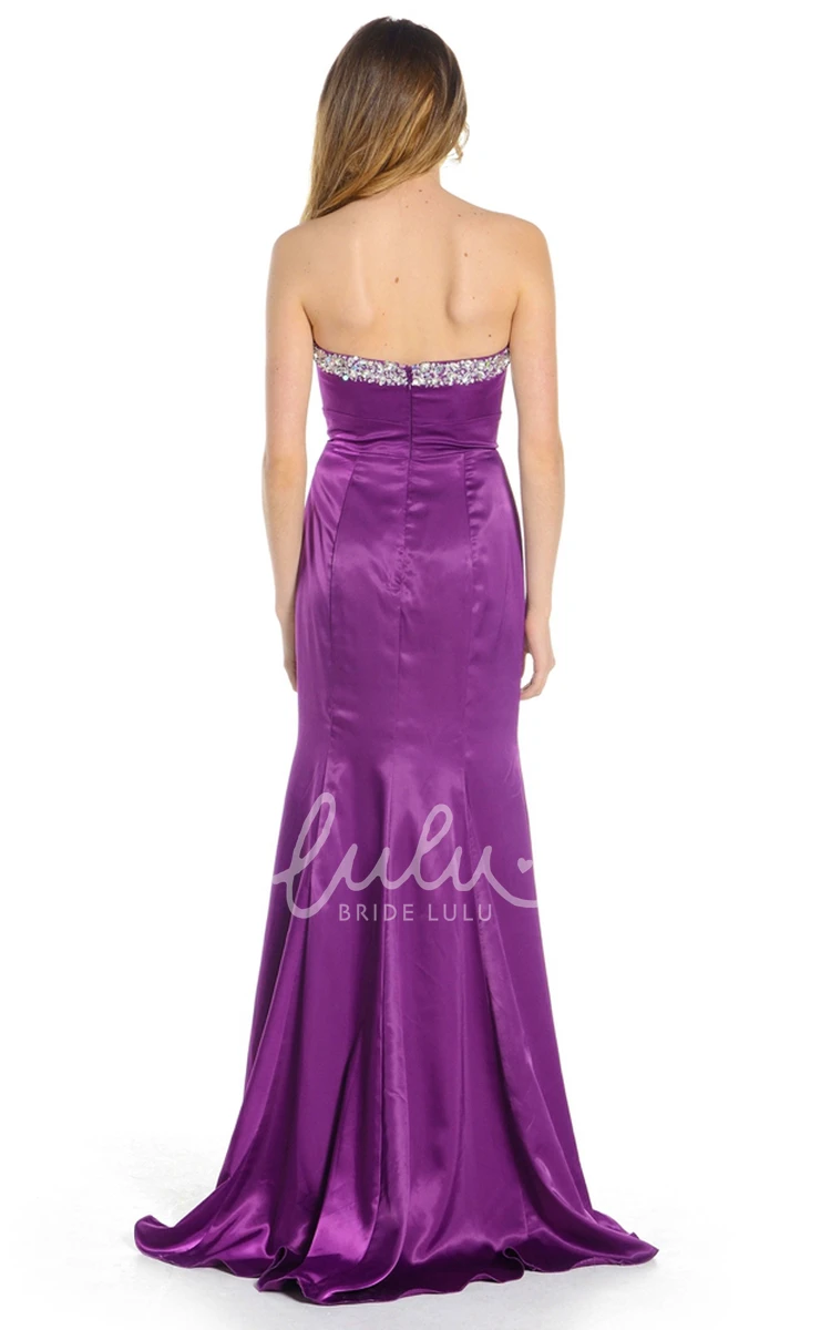 Sweetheart Floor-Length Satin Prom Dress with Beading Modern Sheath Sleeveless