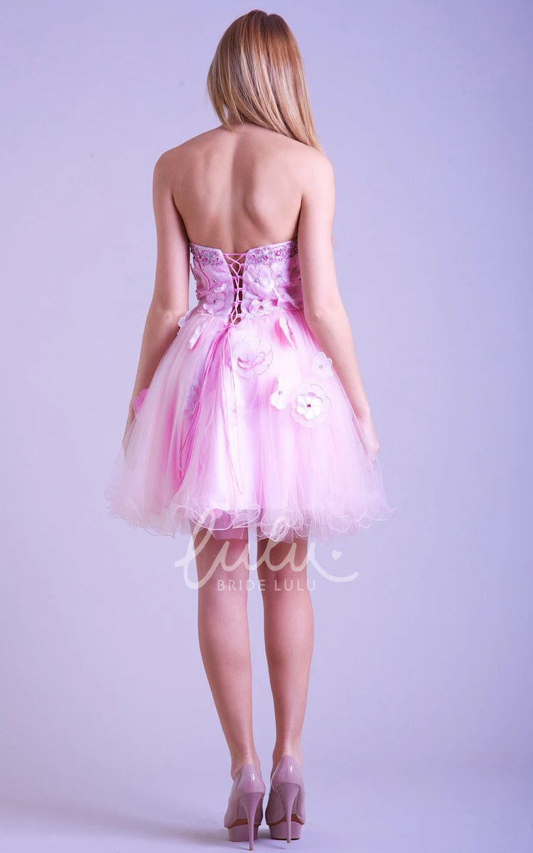 A-Line Sweetheart Floral Tulle Prom Dress With Beading And Ruffles Unique Prom Dress