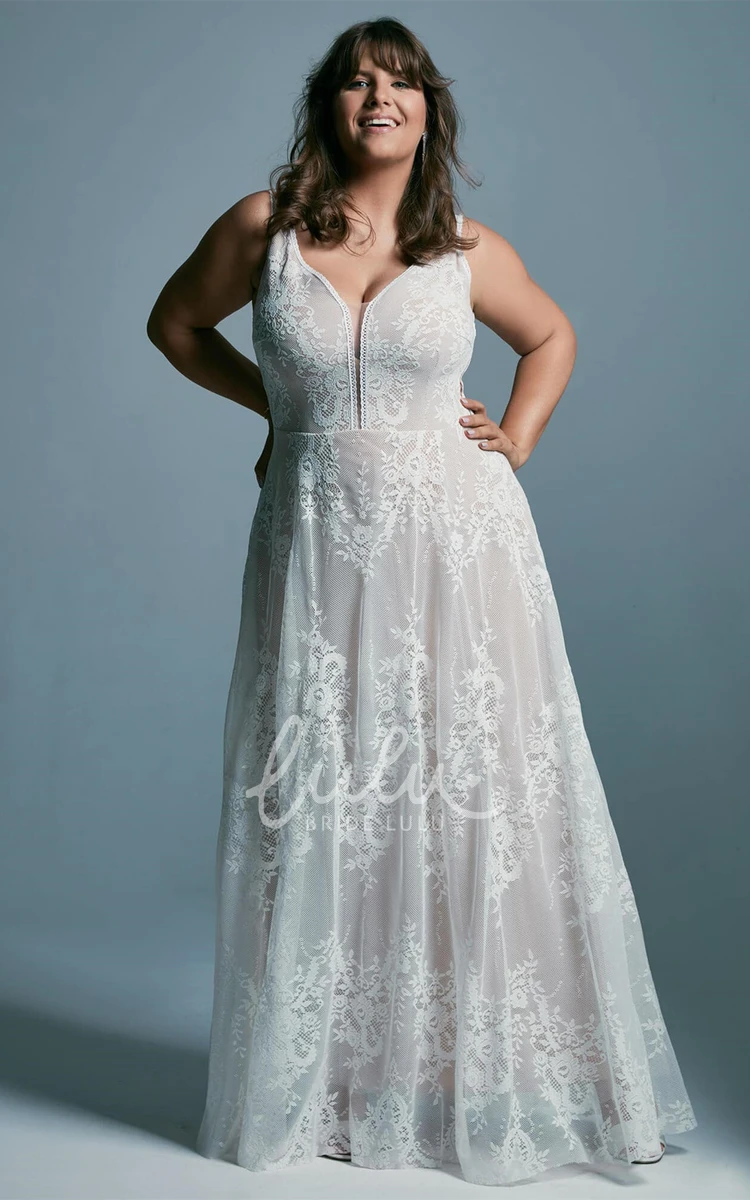 Plus Size Lace A-Line Wedding Dress with Ruching Ethereal