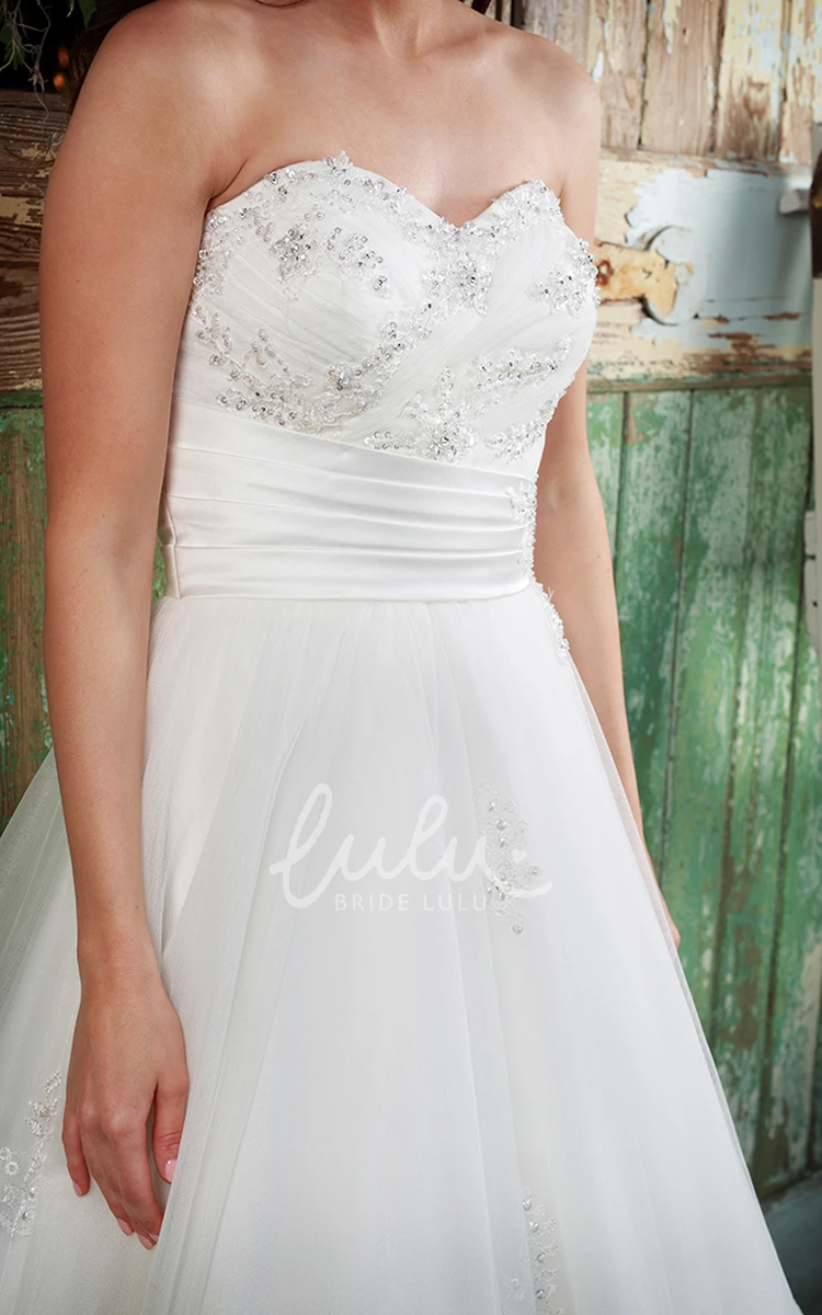 A-Line Sweetheart Tulle Wedding Dress with Beading Stunning Bridal Gown