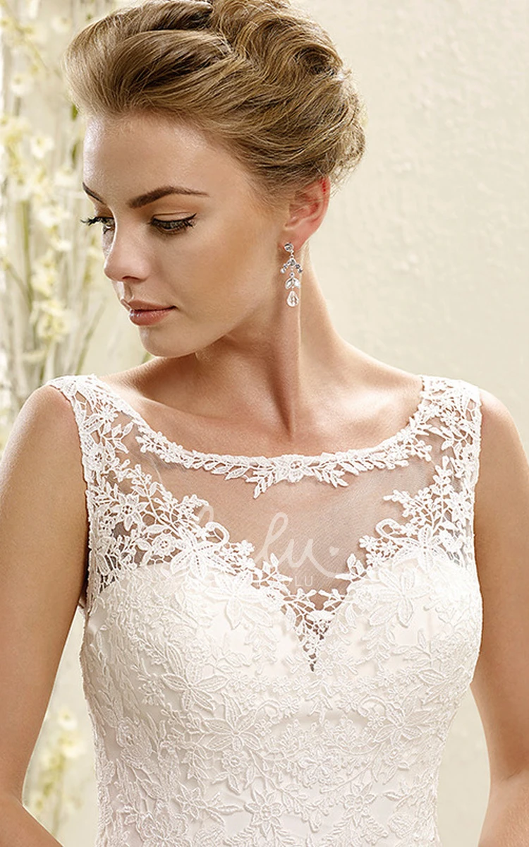 Lace and Organza Pick-Up Wedding Dress with Appliques A-Line Style