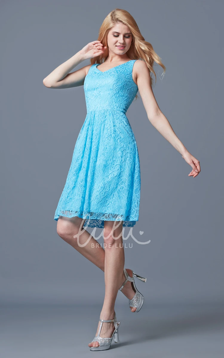 Fantastic Sleeveless V-neck Pleated Lace Prom Dress